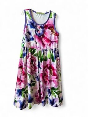 Girls Floral Pink & Purple Sleeveless Dress